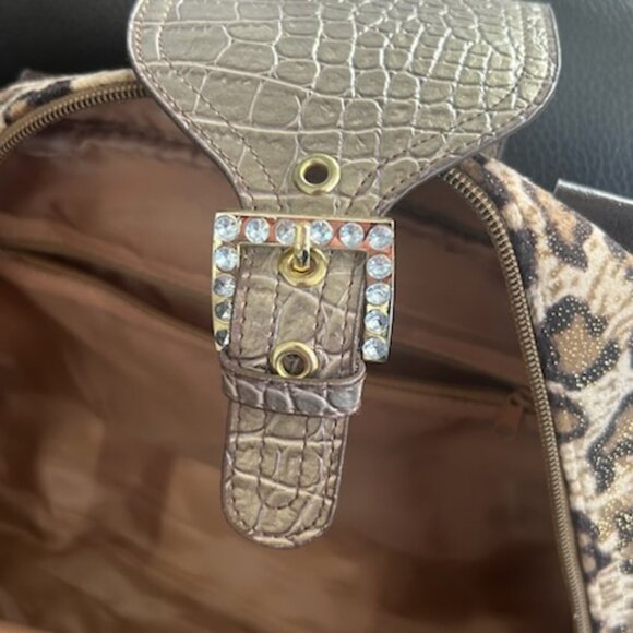 NWOT Large Vintage Y2K Animal Print Satchel Dome Handbag Tote - Picture 9 of 16